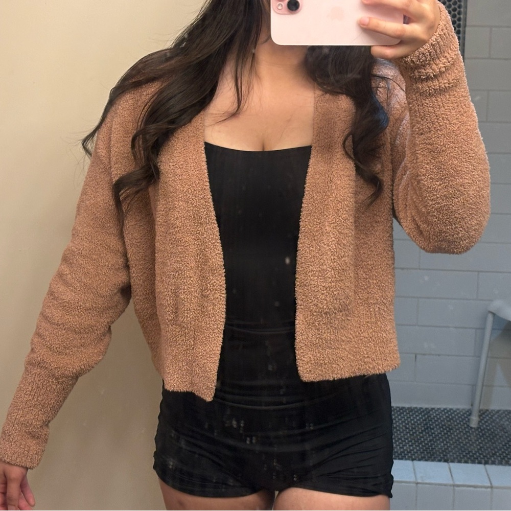 brown/fluffy sweater